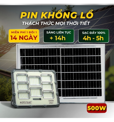 Đèn năng lượng mặt trời 500w NEW - Vỏ Nhựa