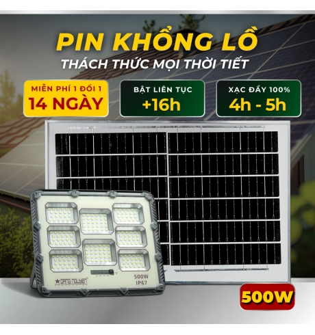 Đèn năng lượng mặt trời 500w NEW - Vỏ Nhựa