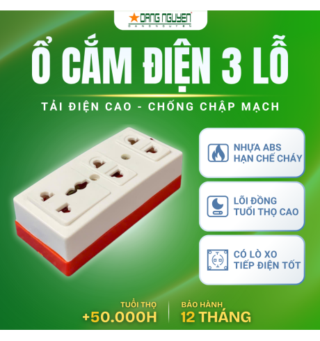 Ổ Cắm Điện 3 Lỗ Không Dây - Đế Cam