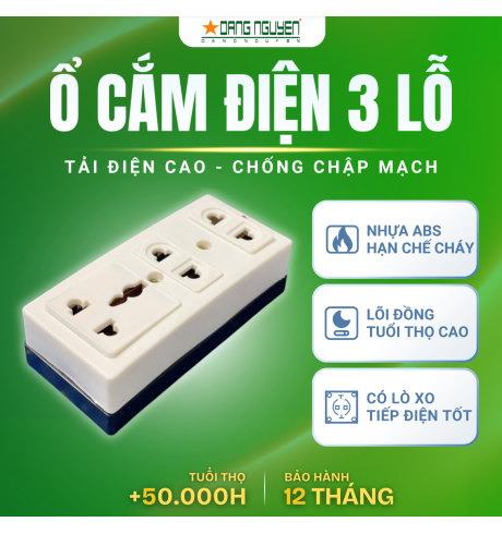 Ổ Cắm Điện 3 Lỗ Không Dây - Đế Đen