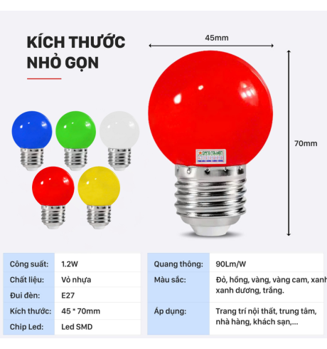 Đèn Led Bóng Chanh - Màu Đỏ