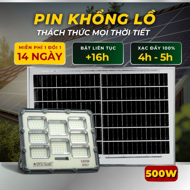 Đèn năng lượng mặt trời 500w NEW - Vỏ Nhựa