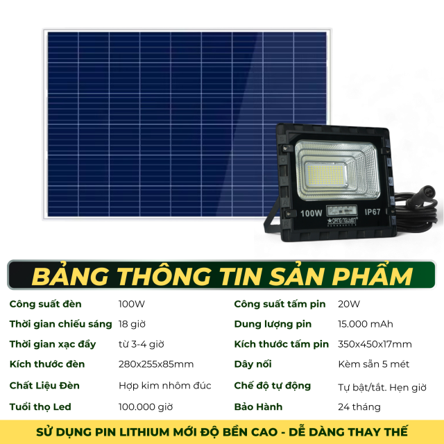 Đèn Pha Năng Lượng Đặng Nguyễn Cao Cấp | DS3100