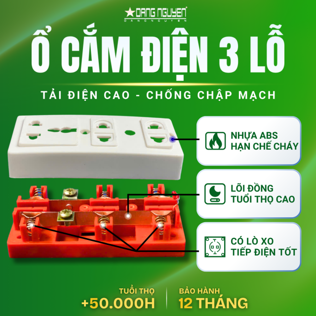 Ổ Cắm Điện 3 Lỗ Không Dây - Đế Cam