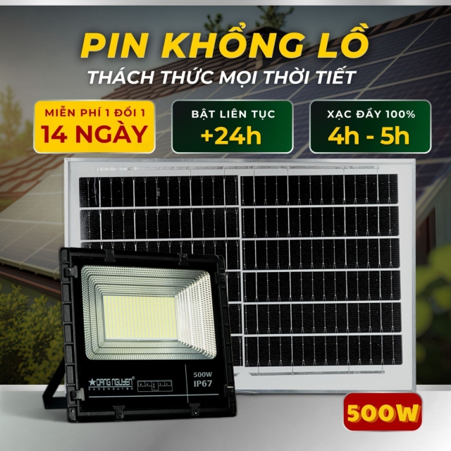 Đèn pha năng lượng Đặng Nguyễn 500W NEW