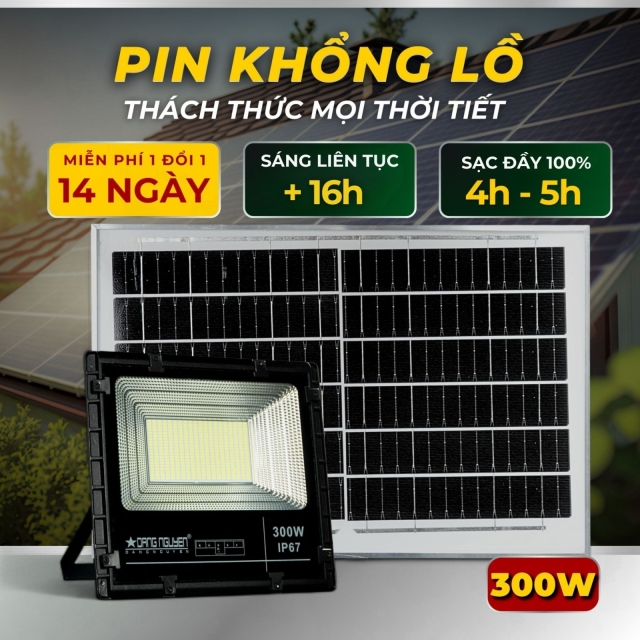 Đèn pha năng lượng Đặng Nguyễn 300W NEW