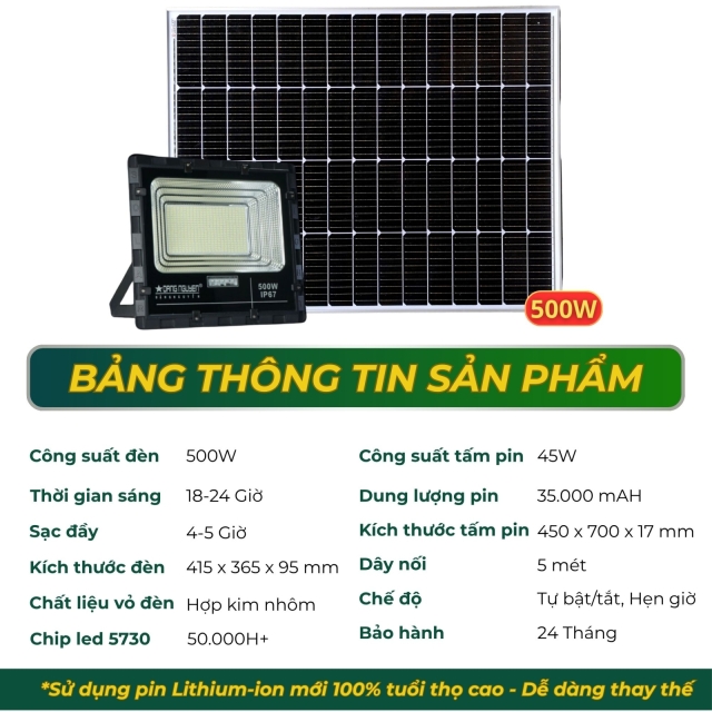 Đèn Pha Năng Lượng Đặng Nguyễn Cao Cấp | DS3500