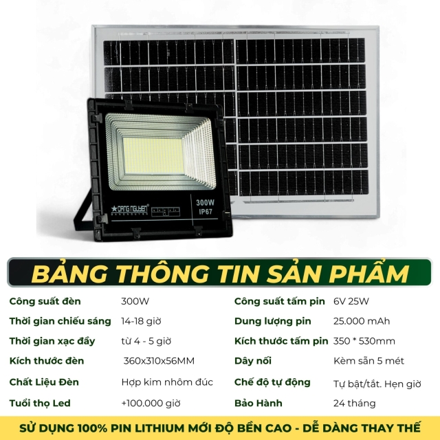 Đèn pha năng lượng Đặng Nguyễn 300W NEW