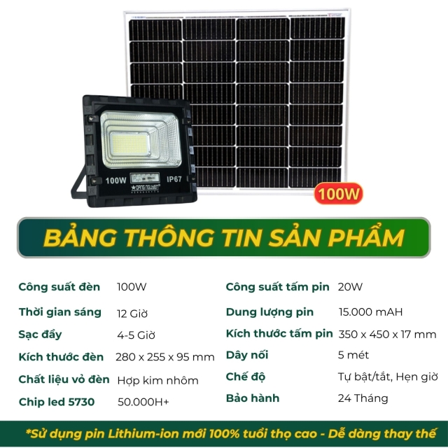Đèn Pha Năng Lượng Đặng Nguyễn Cao Cấp | DS3100