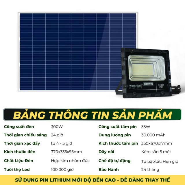 Đèn Pha Năng Lượng Đặng Nguyễn Cao Cấp | DS3300