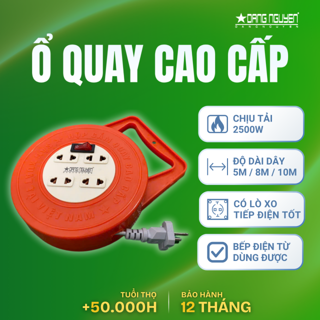 Ổ Cắm Điện 4 Lỗ 1 Công Tắc - Ổ Quay