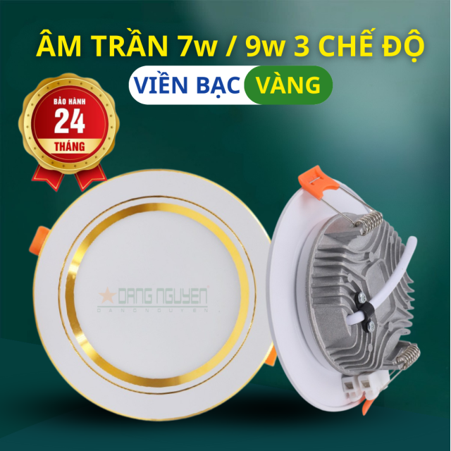 Led âm 3 chế độ 9w viền vàng | DE309C