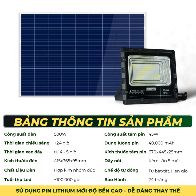 Đèn Pha Năng Lượng Đặng Nguyễn Cao Cấp | DS3500